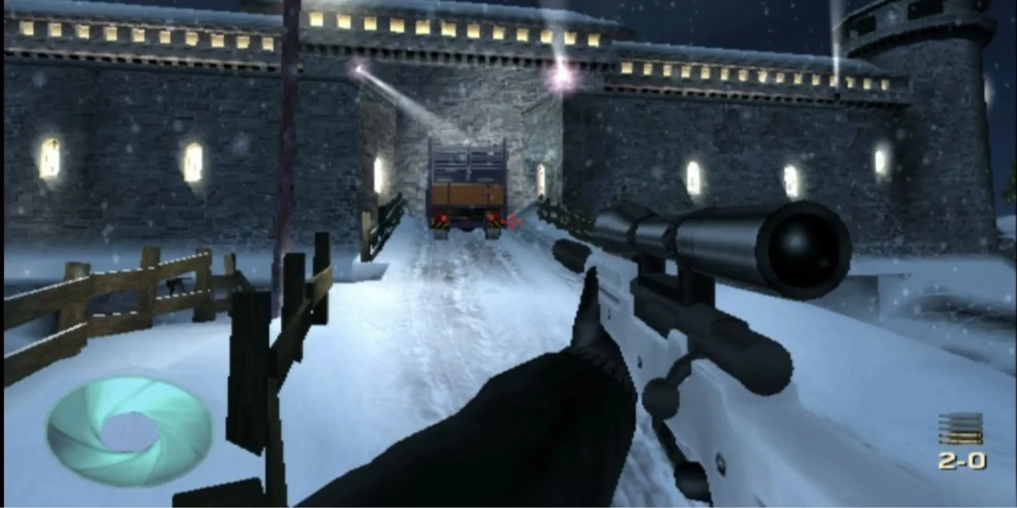 James Bond trong một cảnh bắn súng trong 007 Nightfire trên PS2