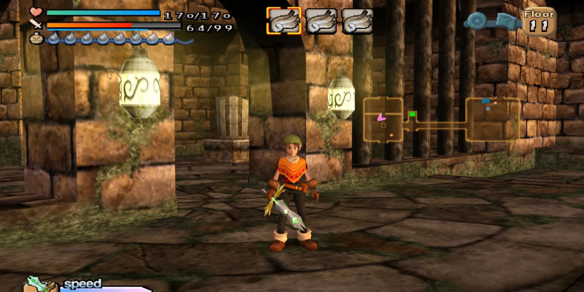 Screenshot game Dark Cloud cho thấy nhân vật trong hầm ngục