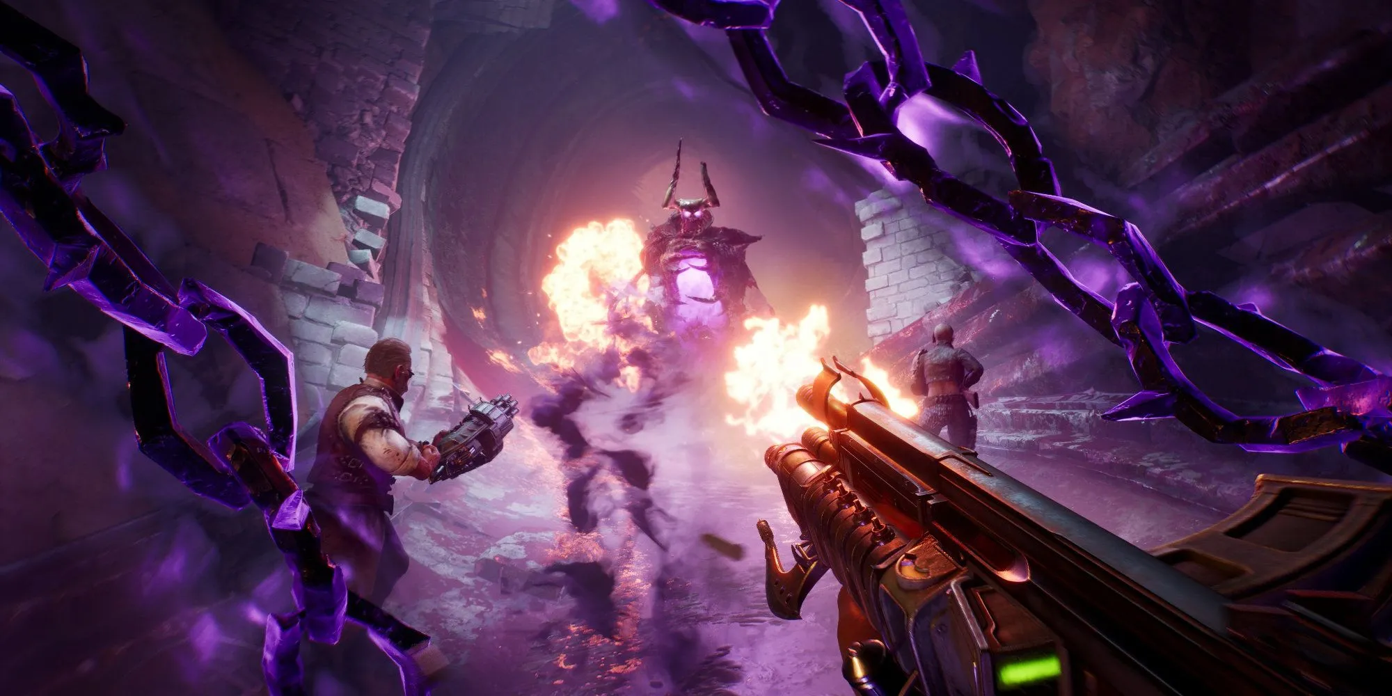 Cảnh gameplay trong Painkiller mới: Người chơi đối đầu hiệp sĩ quỷ