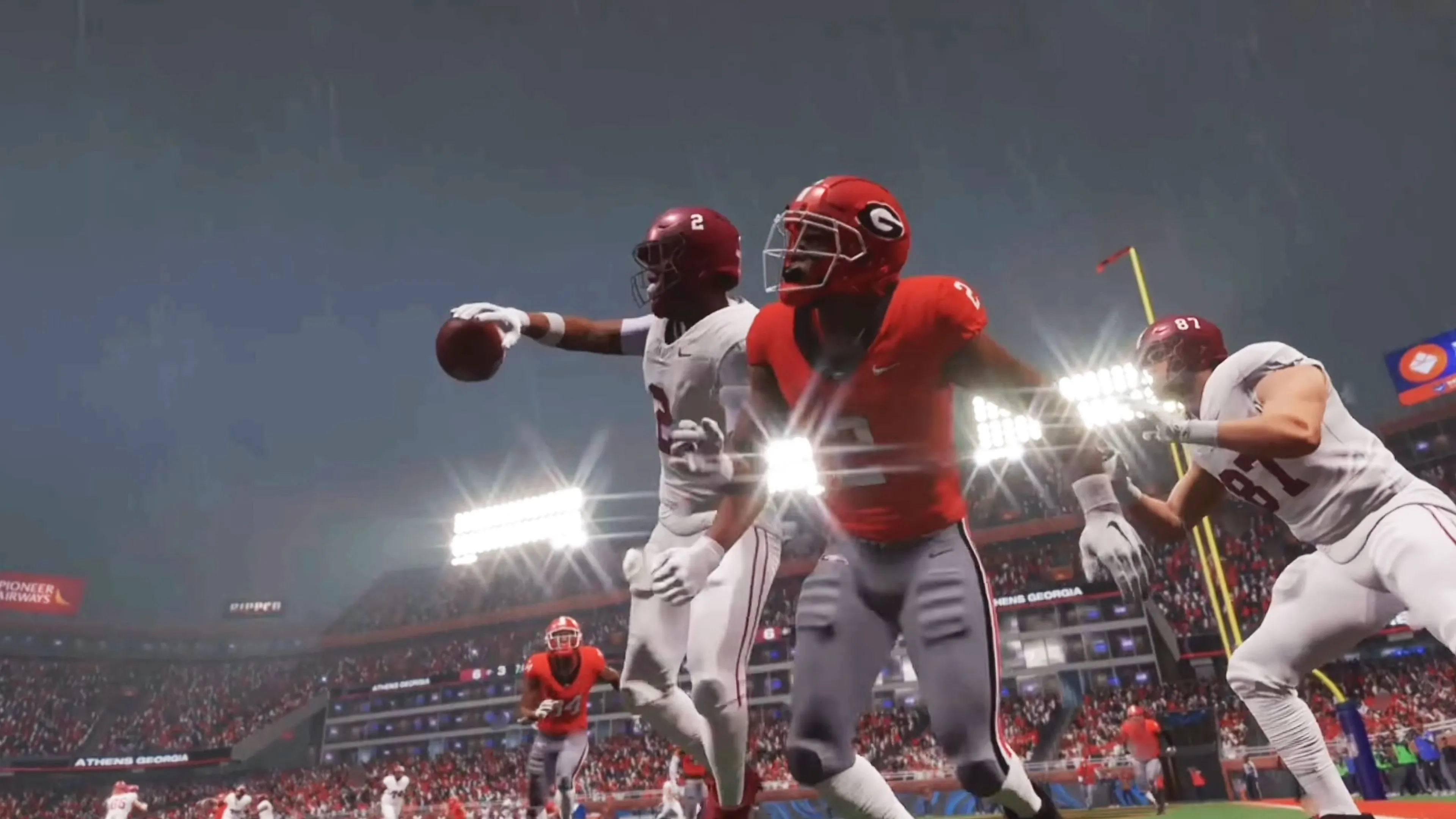 Cảnh phòng ngự căng thẳng trên sân cỏ của College Football 26.