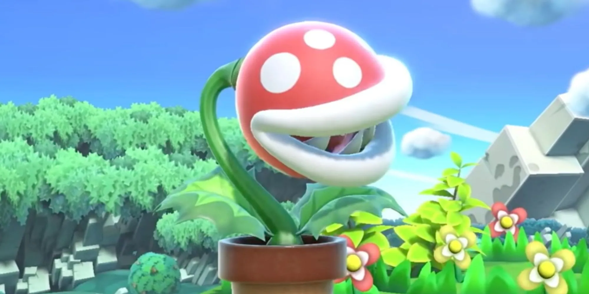 Cây ăn thịt Piranha Plant từ series Super Mario và Super Smash Bros. Ultimate, minh họa cho ý tưởng cây cảnh phong cách game thủ trong chậu hình ống nước.