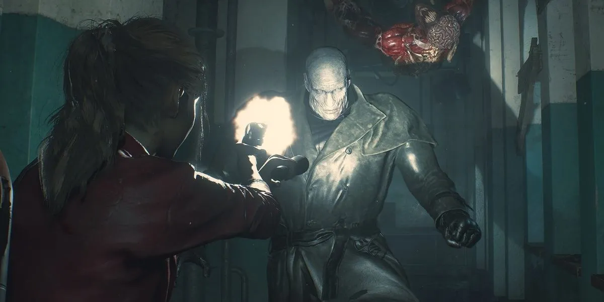 Claire và Mr X trong Resident Evil 2 Remake