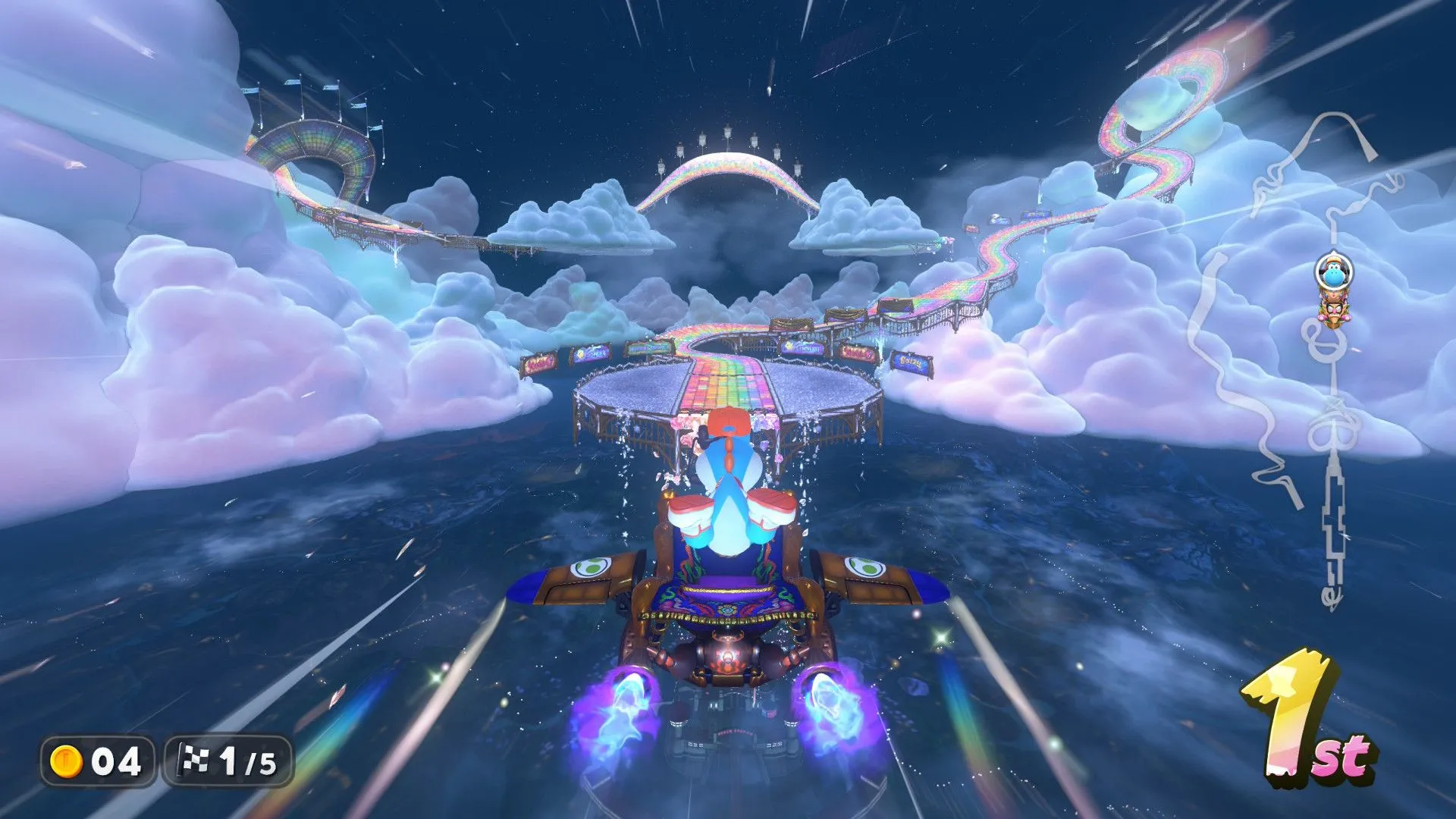 Đường đua Rainbow Road quen thuộc với đồ họa tuyệt đẹp trong Mario Kart World
