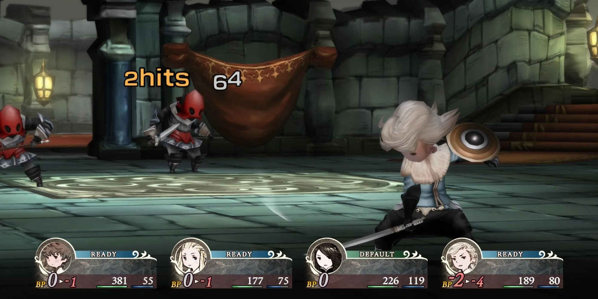 Giao diện chiến đấu tối ưu cho màn hình đơn trong Bravely Default Remaster trên Nintendo Switch 2