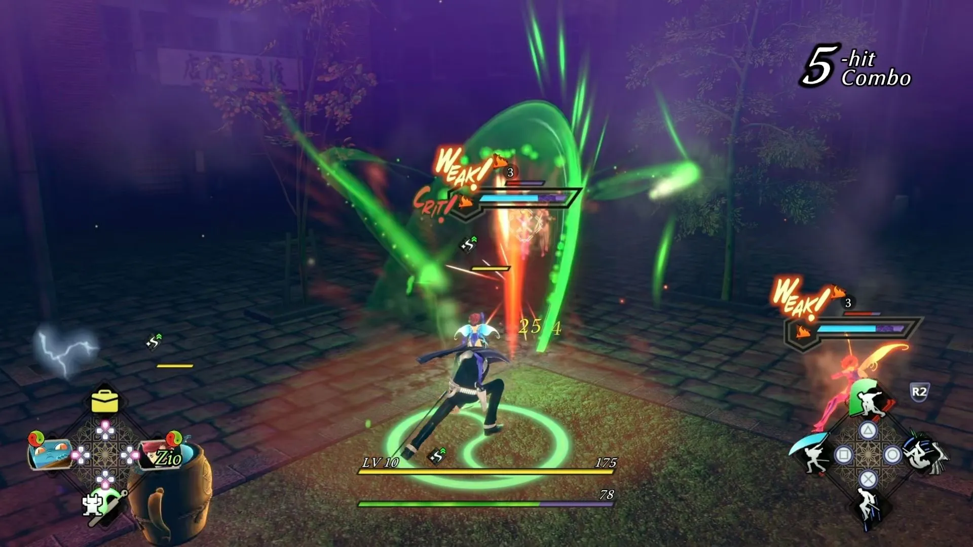 Giao diện và hành động chiến đấu trong Raidou Remastered The Mystery of the Soulless Army.
