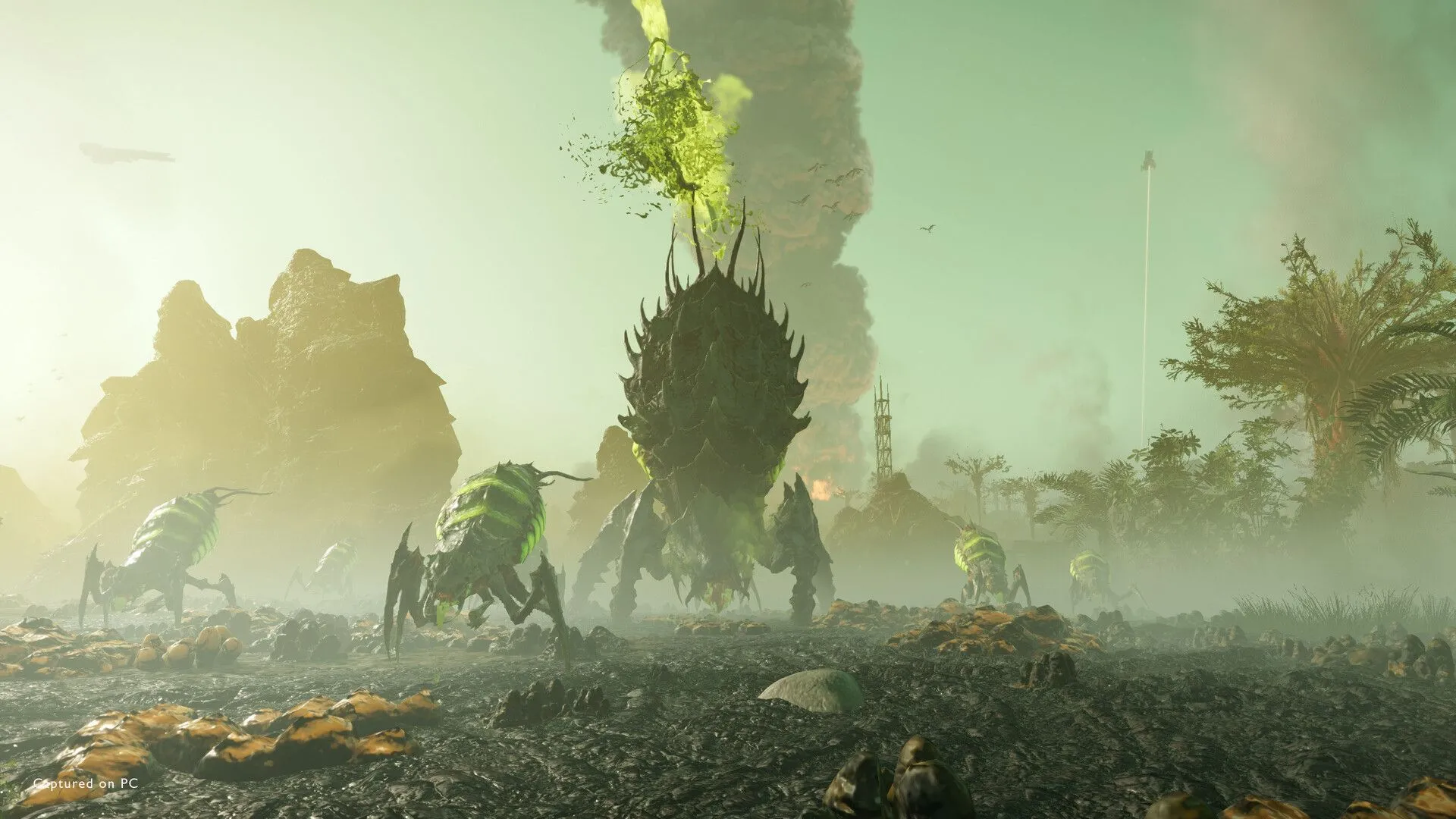 Helldivers 2: Biệt đội Helldiver chiến đấu chống lại bầy quái vật