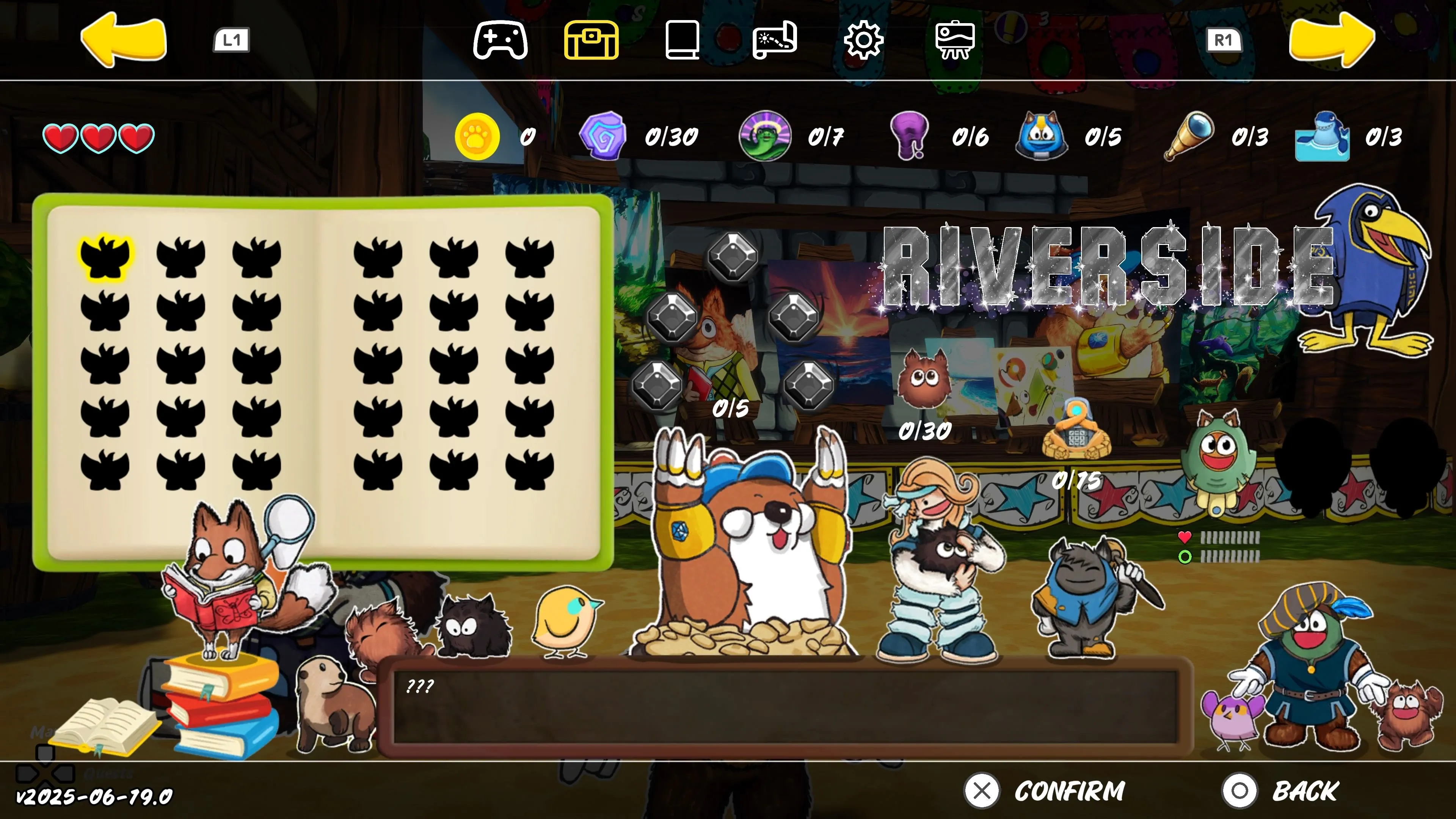 Menu thu thập vật phẩm trong game Ruffy and the Riverside