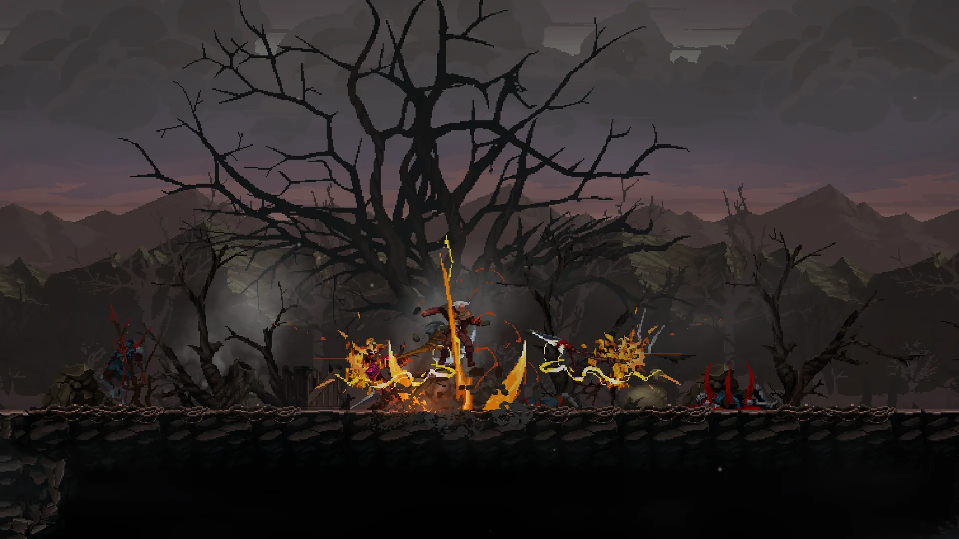 Một màn chơi trong Dragon Is Dead, thể hiện phong cách đồ họa pixel art.