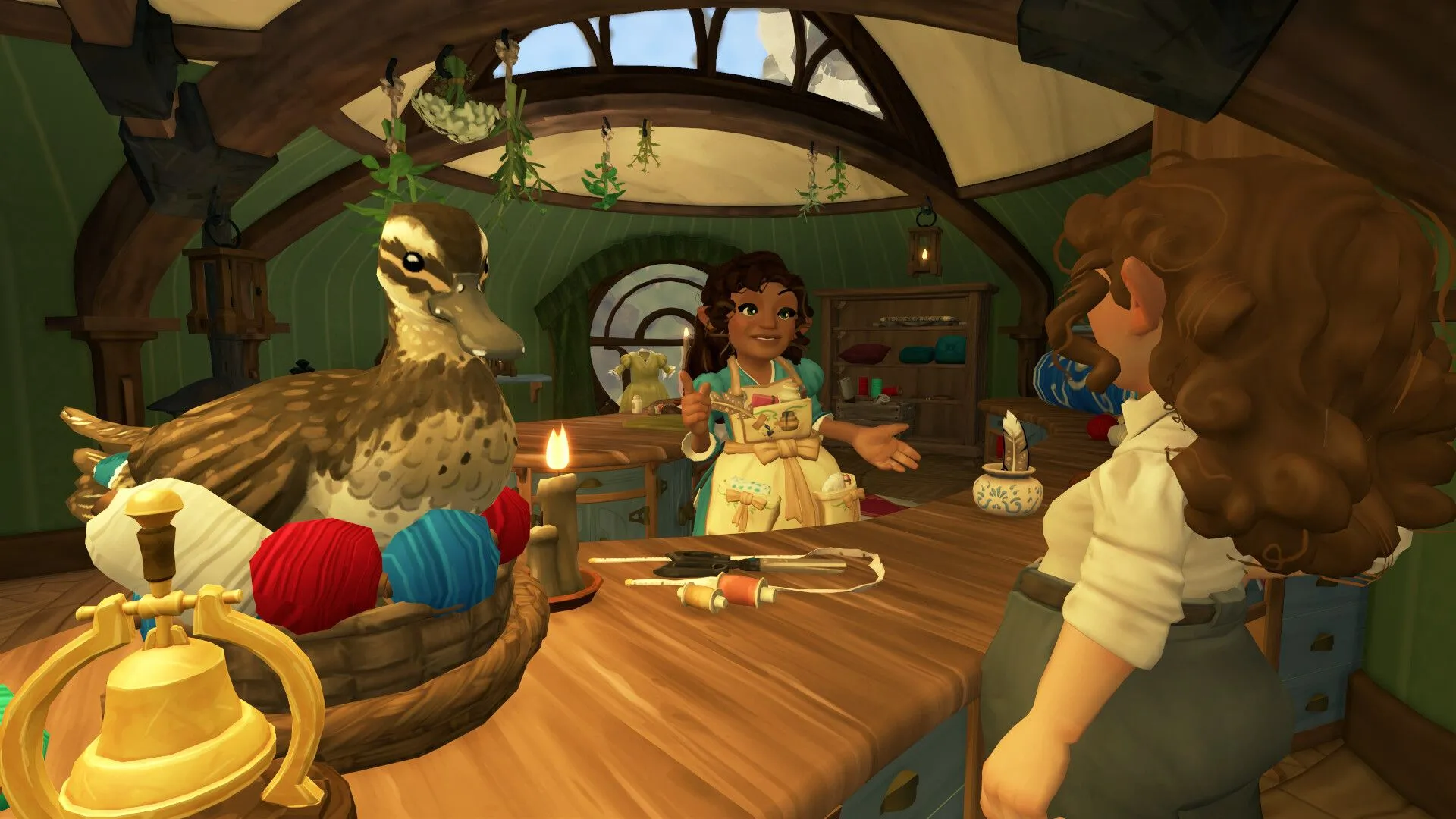 Nhân vật Hobbit tùy chỉnh đứng trước cửa căn nhà dưới lòng đất trong Tales of the Shire