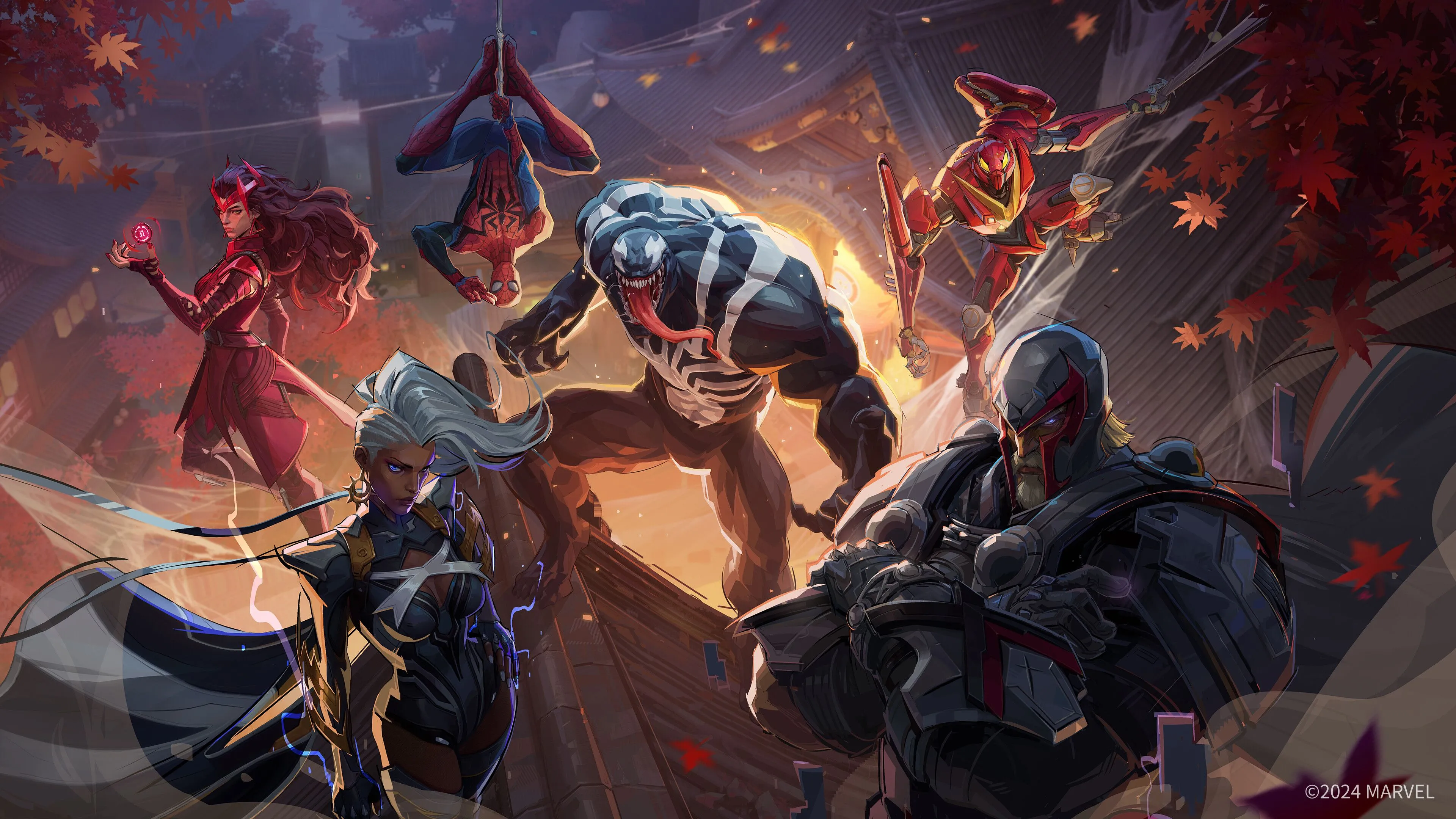 Nhân vật Phoenix với bộ skin Chaos Phoenix đang tung chiêu trong trận chiến Marvel Rivals, thể hiện hiệu ứng kỹ năng nổi bật