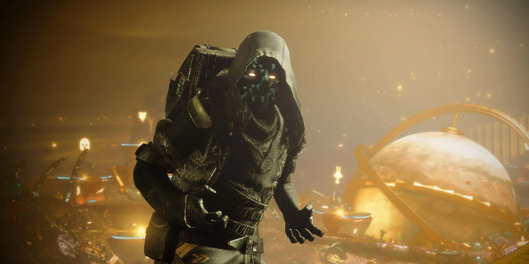 Xur đứng cùng kho báu của mình trong Destiny 2 Dares of Eternity