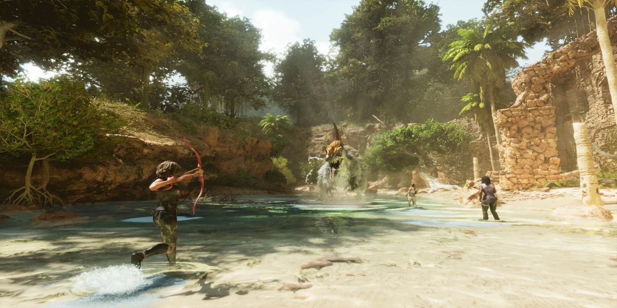ARK Survival Ascended game sinh tồn, người chơi chiến đấu với khủng long Yuty