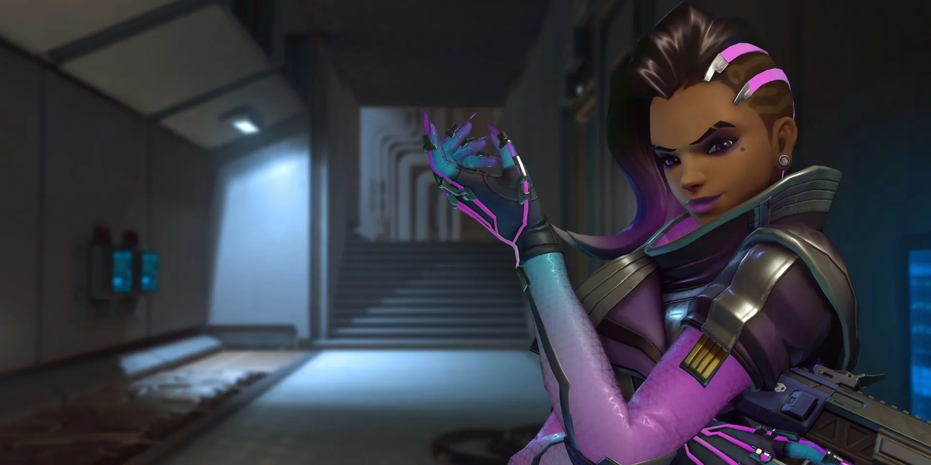 Chân dung Sombra với trang phục đặc trưng trong Overwatch, nhân vật được hé lộ qua chiến dịch ARG &quot;The Hunt For Sombra&quot;