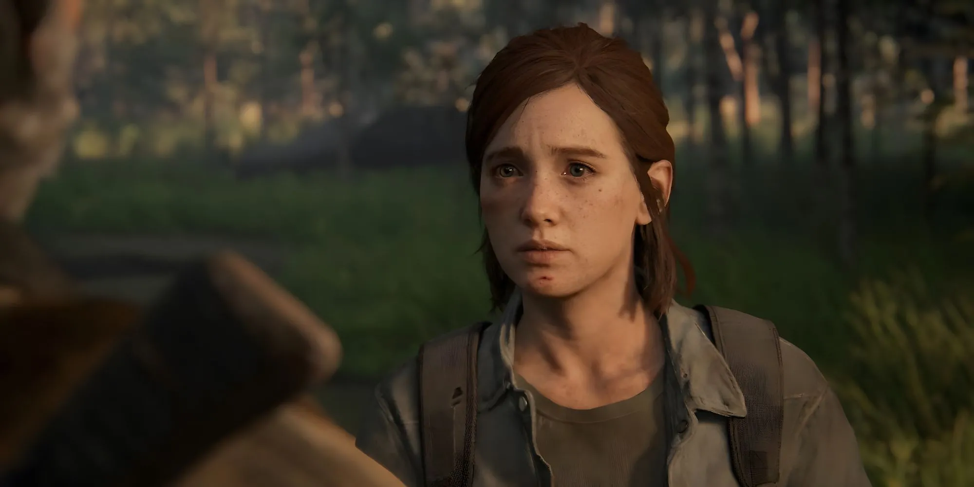 Ellie và Joel trong một phân cảnh gợi cảm xúc của The Last of Us Part II, hình ảnh này từng xuất hiện trong trailer nhưng nội dung game đã đi theo hướng khác