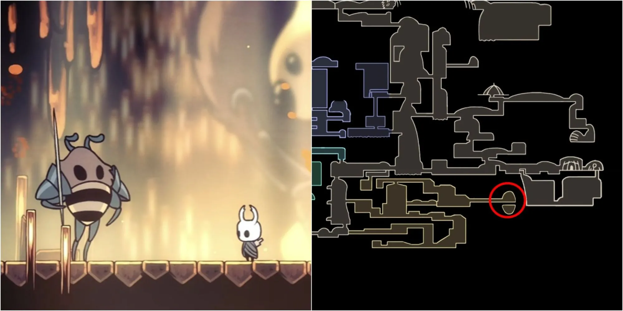 Lối vào The Hive, nơi trú ngụ của Hive Knight, boss ẩn mình trong bản mở rộng Lifeblood của Hollow Knight