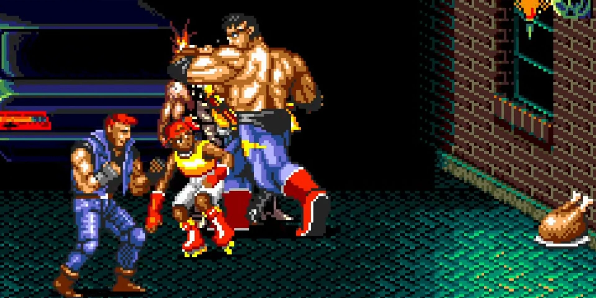 Max và Skate phối hợp chiến đấu chống lại kẻ thù trong Streets of Rage 2, game võ thuật đường phố nổi tiếng của Sega Genesis