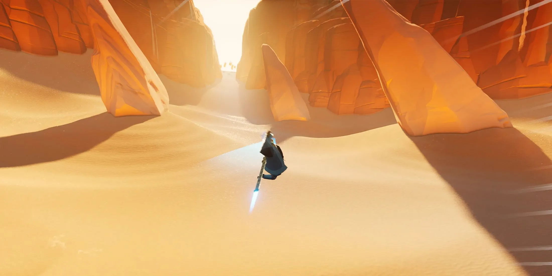 Người chơi thực hiện các động tác lướt ván nghệ thuật trong thế giới game Sword of the Sea