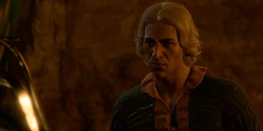 Oskar Fevras, một người đàn ông tóc nâu với ria mép đang ngồi vẽ trong Baldur's Gate 3