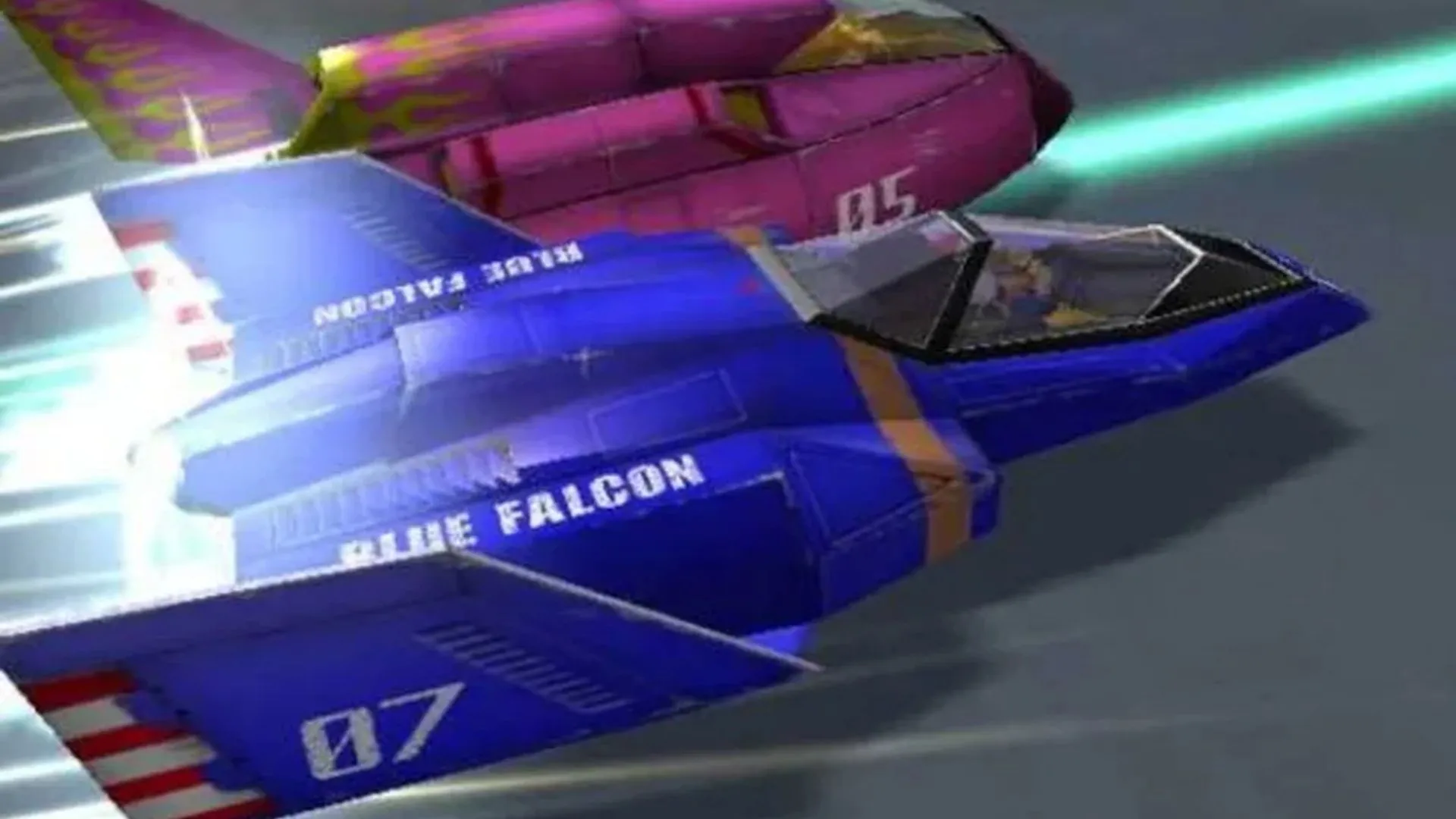 Ảnh chụp màn hình gameplay F-Zero GX thể hiện tốc độ và khung cảnh viễn tưởng