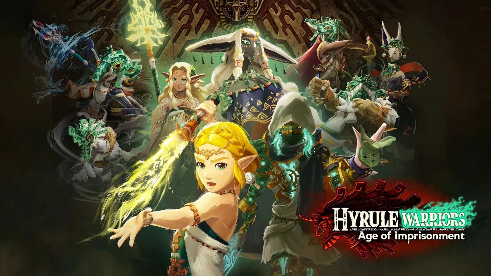 Artwork press của Hyrule Warriors: Age of Imprisonment thể hiện một số nhân vật chính trong game