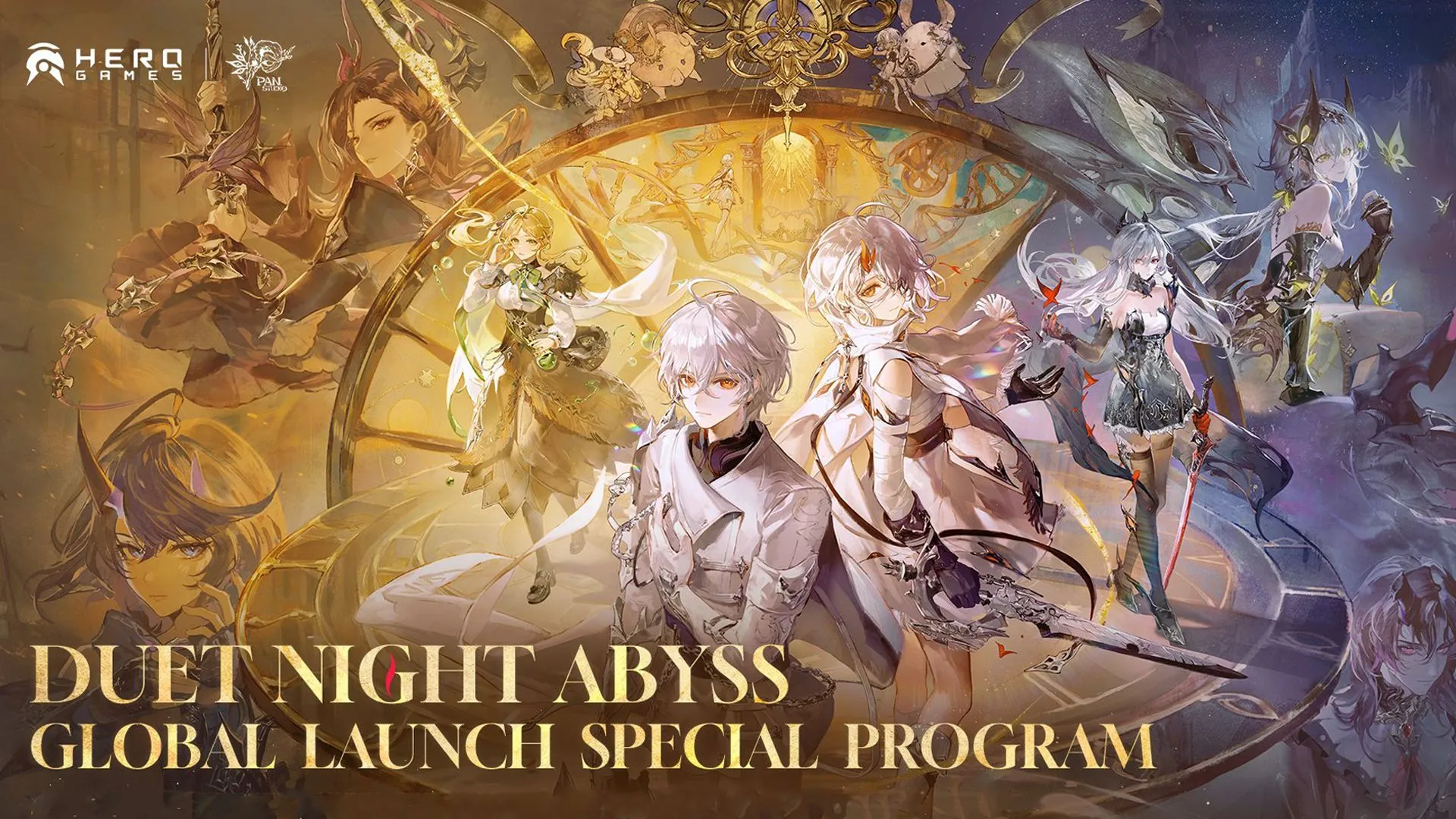 Banner khuyến mãi đổi mã DNA Duet Night Abyss với hình skin và tiền tệ trong game