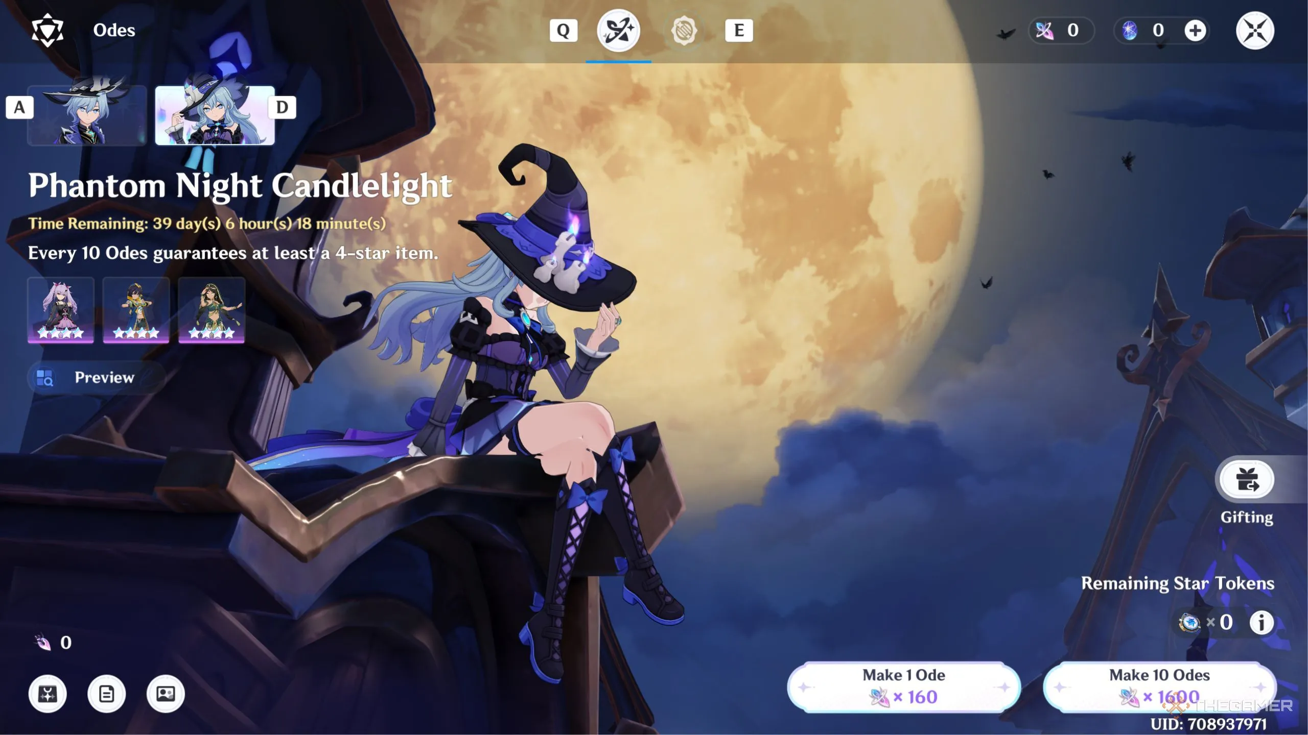 Banner Phantom Night Candlelight trong Miliastra Wonderland, nơi người chơi có thể rút trang phục Manekin.