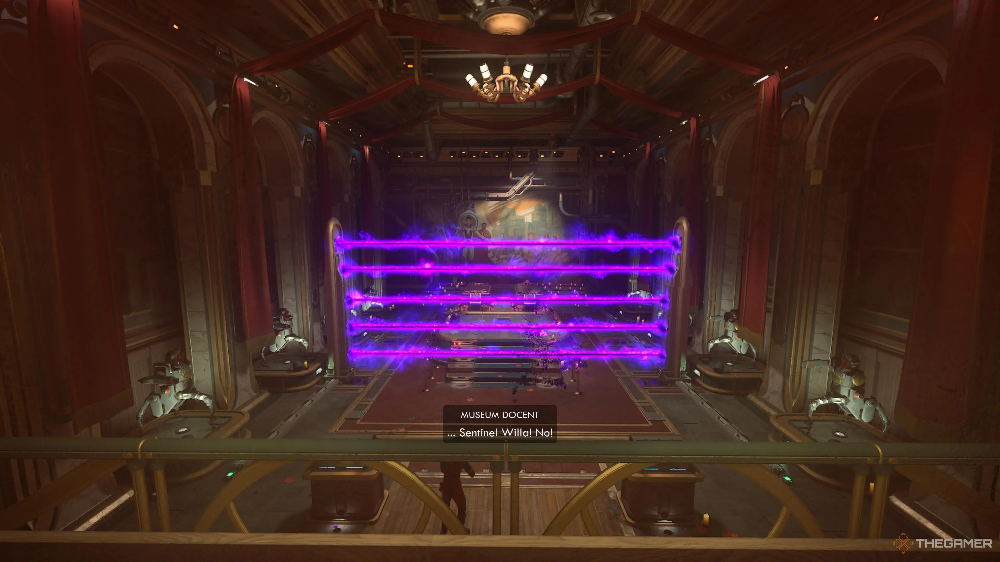 Bẫy kích hoạt trong Tomb of the Matriarch với tia laser trong The Outer Worlds 2