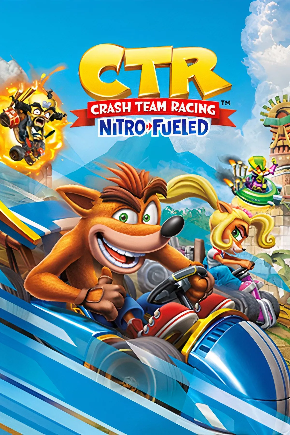 Bìa Crash Team Racing Nitro-Fueled với các nhân vật và skin bị khóa một phần bởi hệ thống microtransaction