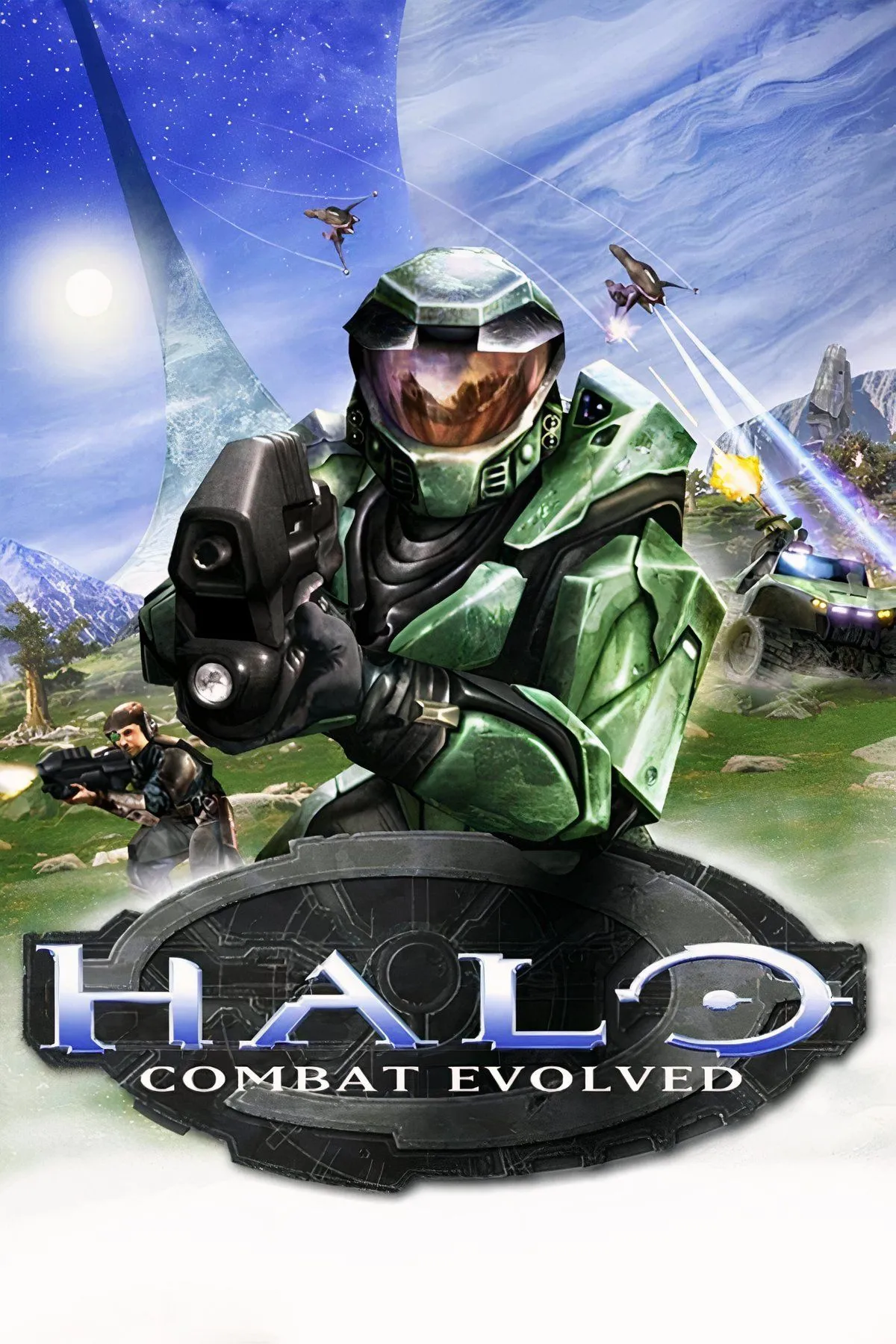 Bìa Halo: Combat Evolved — cover art của tựa game gốc ra mắt năm 2001, biểu tượng mở màn cho cả một kỷ nguyên