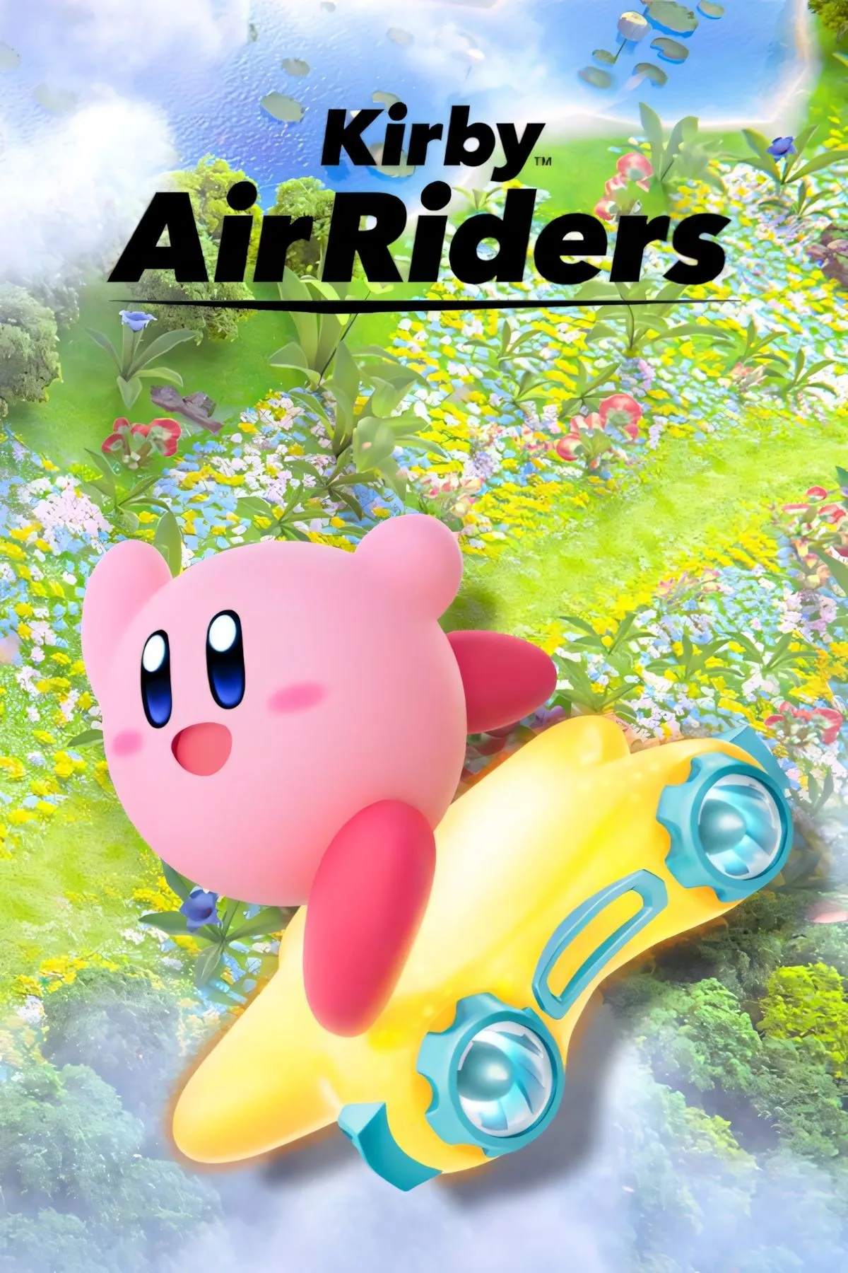 Bìa Kirby Air Riders cho Nintendo Switch 2 với phong cách nghệ thuật tươi sáng