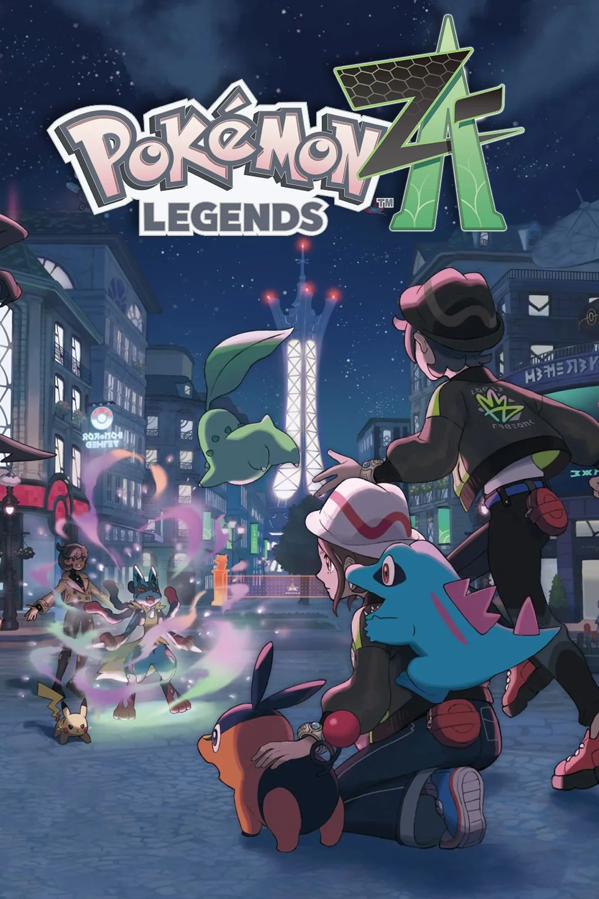 Bìa Pokémon Legends: Z‑A hiển thị Mega Evolution và biểu tượng chiến đấu thời gian thực