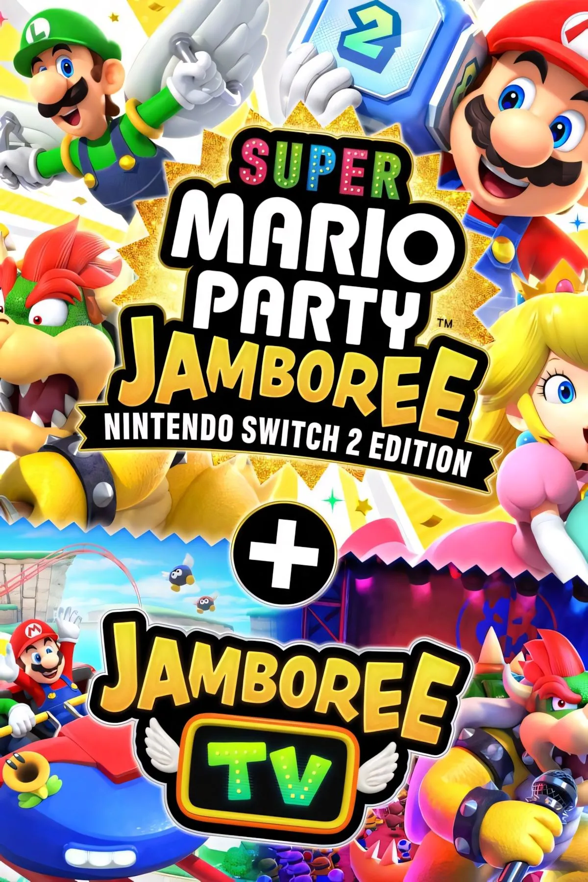 Bìa Super Mario Party Jamboree Switch 2 Edition kèm Jamboree TV, party game gia đình đầy màu sắc