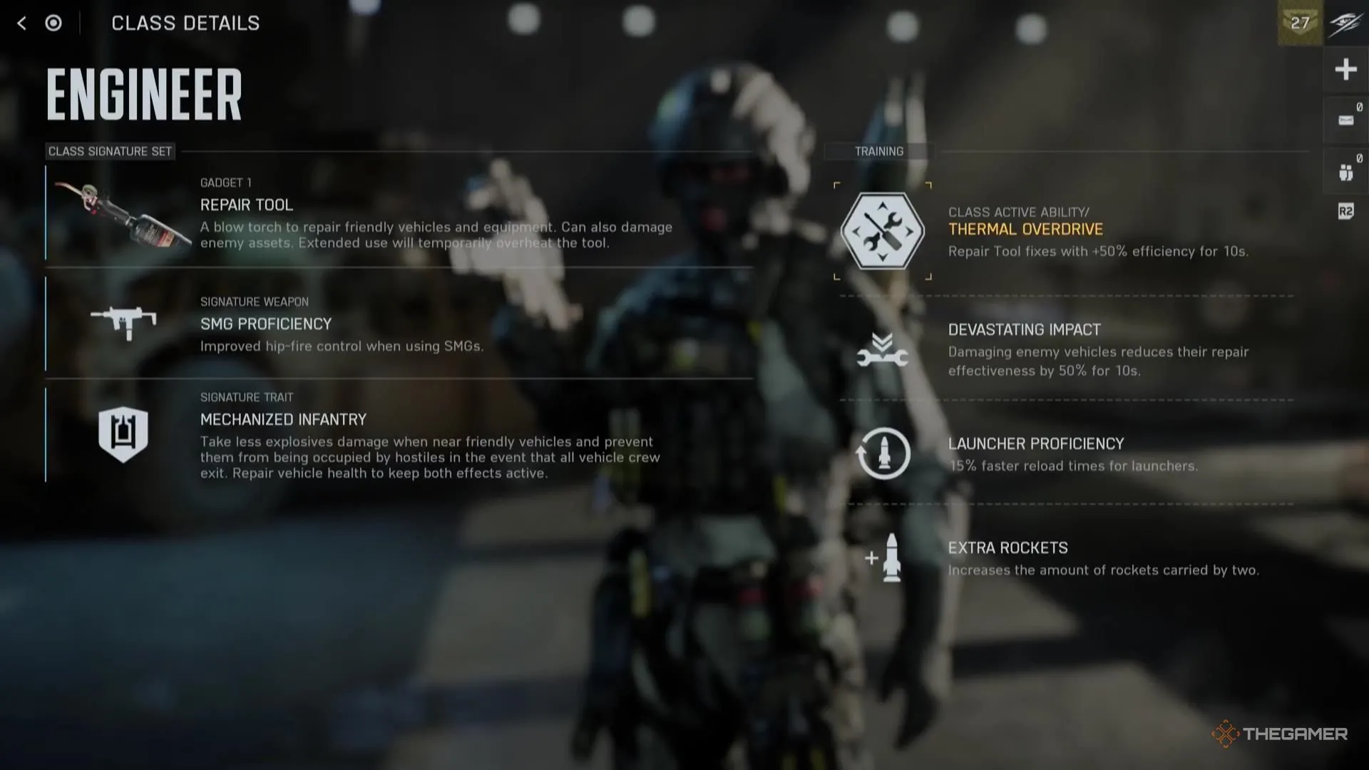 Chi tiết lớp Engineer trong Battlefield 6, trình bày Training Paths Anti-Armor và Combat Engineer.