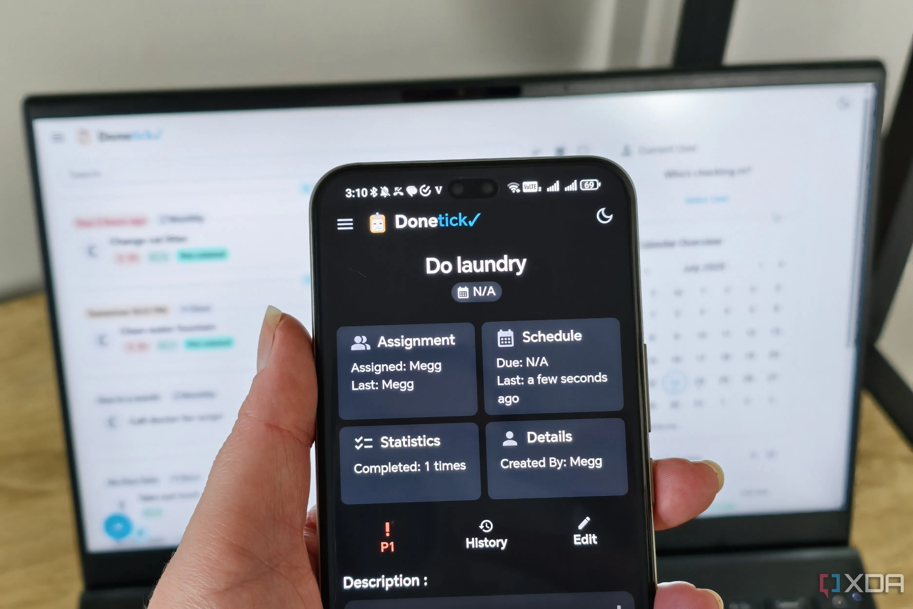 Giao diện Donetick trên điện thoại, ứng dụng nhỏ gọn quản lý việc nhà và tác vụ cá nhân
