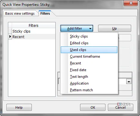 Giao diện Ethervane Echo — danh sách clipboard và bộ lọc hiển thị các mục đã lưu