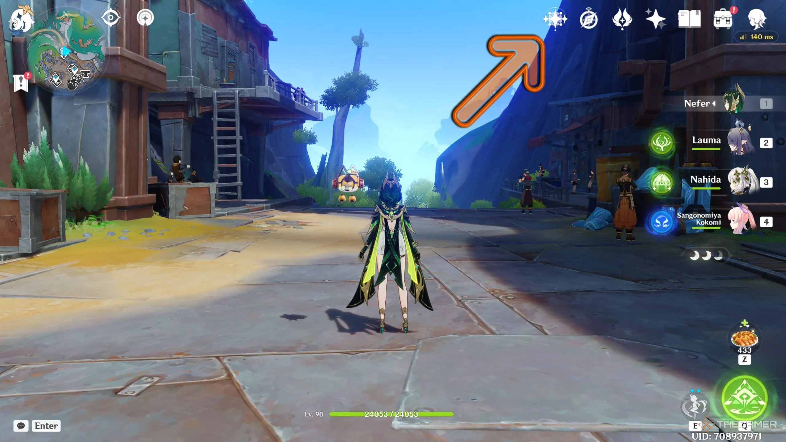 Giao diện nút vào Miliastra Wonderland bên góc phải màn hình Genshin Impact.