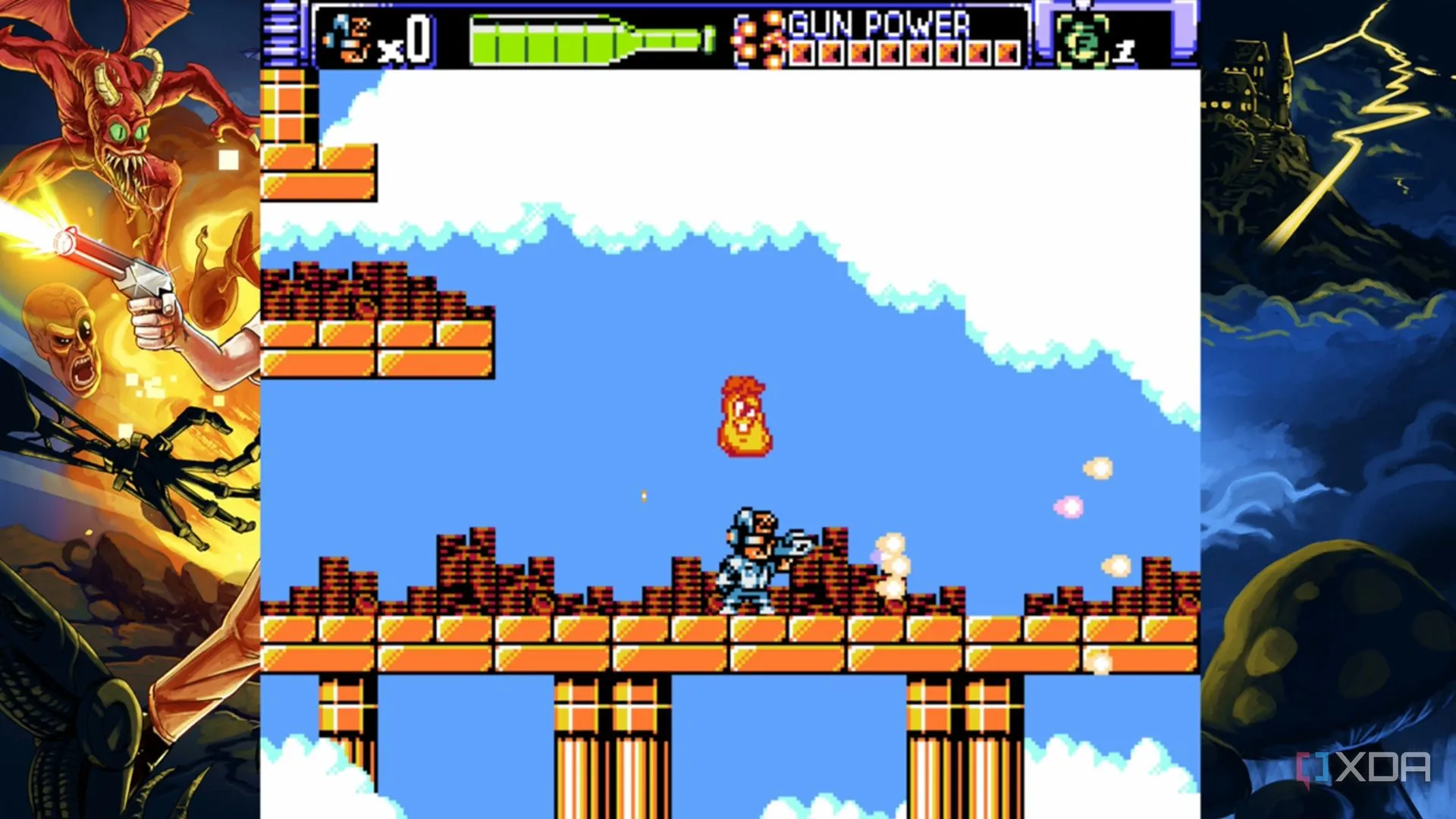 Hình ảnh The Nerd và Shit Pickle — power-up kỳ quặc trong Angry Video Game Nerd 8-Bit