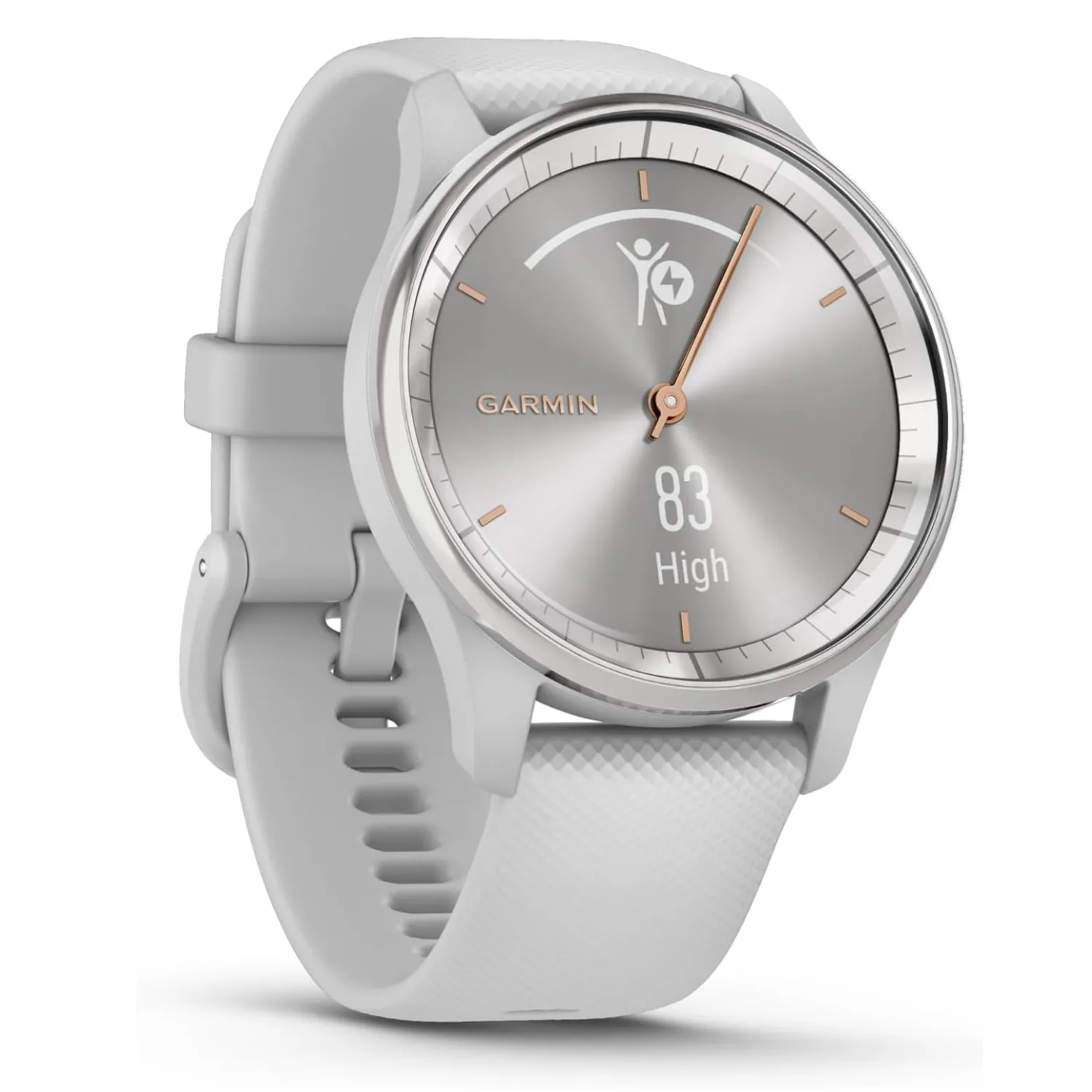 Hình sản phẩm Garmin Vivomove Trend: góc nhìn tổng thể, toát lên vẻ đồng hồ lai thanh lịch
