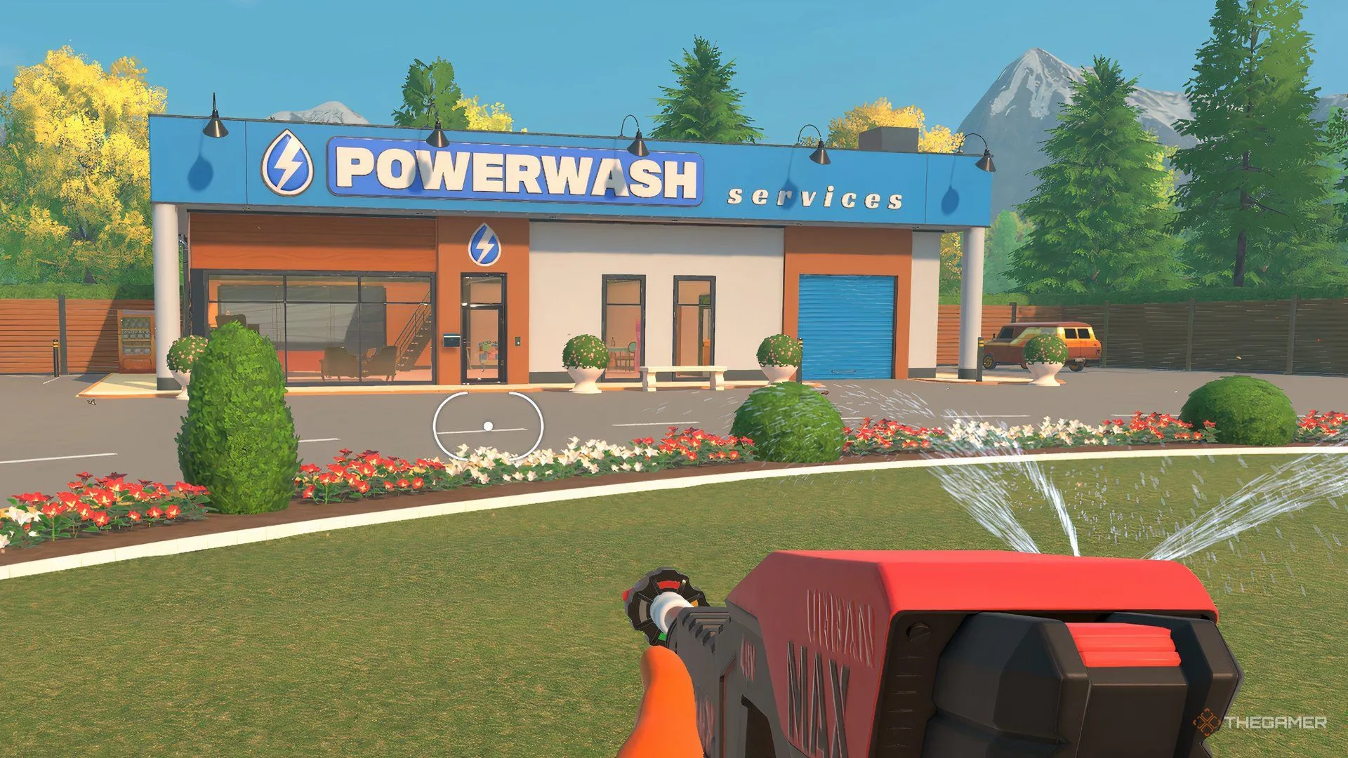 Home base với van tùy chỉnh đặt ngoài trời trong PowerWash Simulator 2.