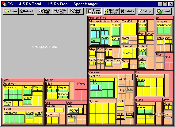 Logo SpaceMonger — công cụ hiển thị biểu đồ sử dụng dung lượng ổ đĩa theo khối trực quan