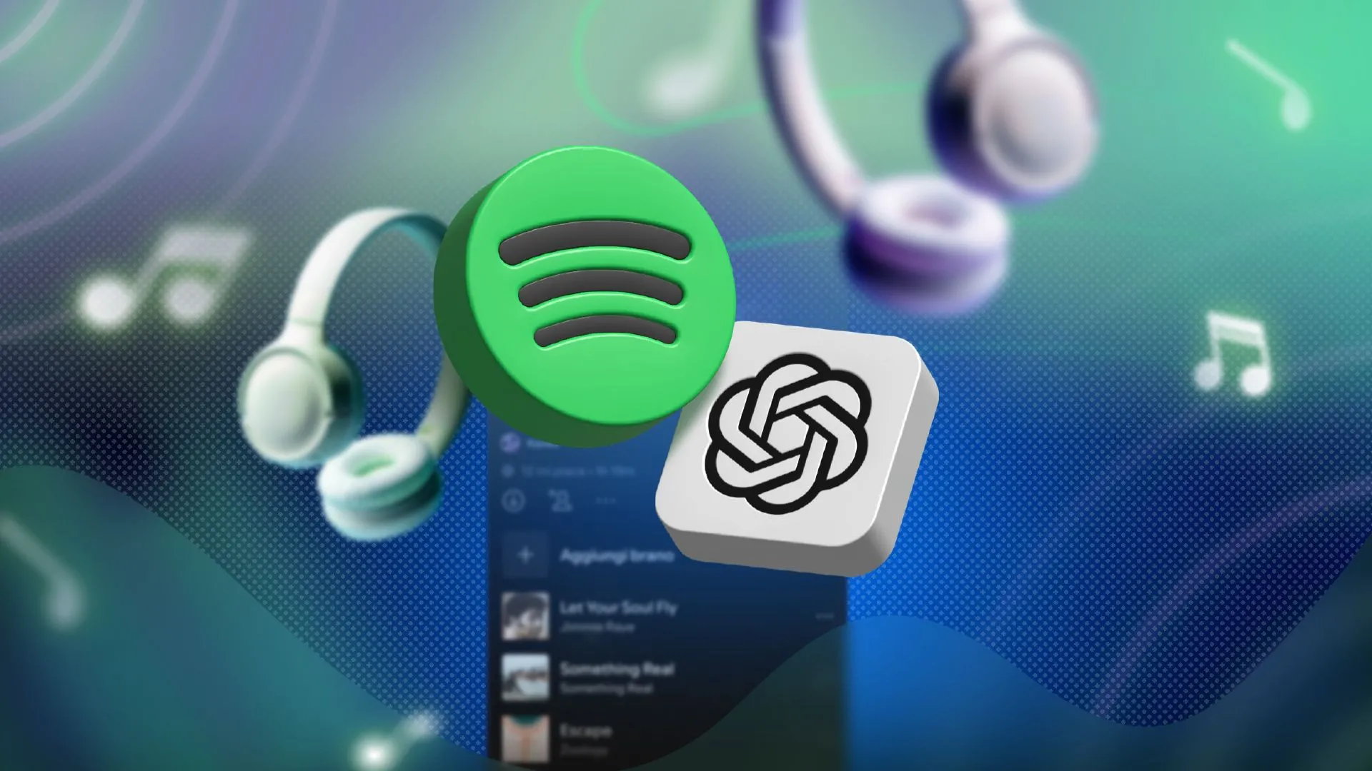 Logo Spotify và ChatGPT minh họa tích hợp tạo playlist AI