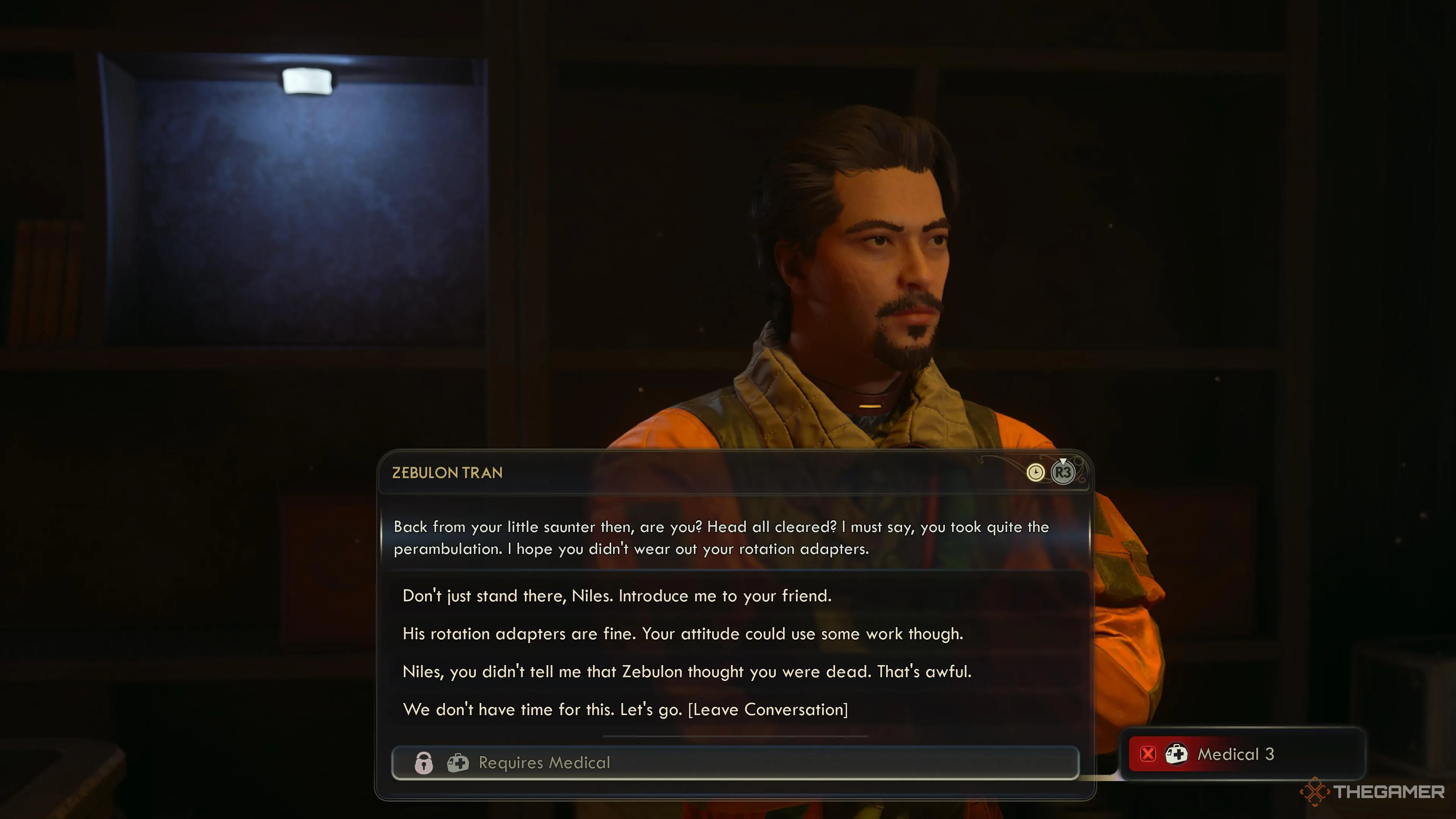 Lựa chọn đối thoại với Zebulon trong căn nhà an toàn của ông tại Westport