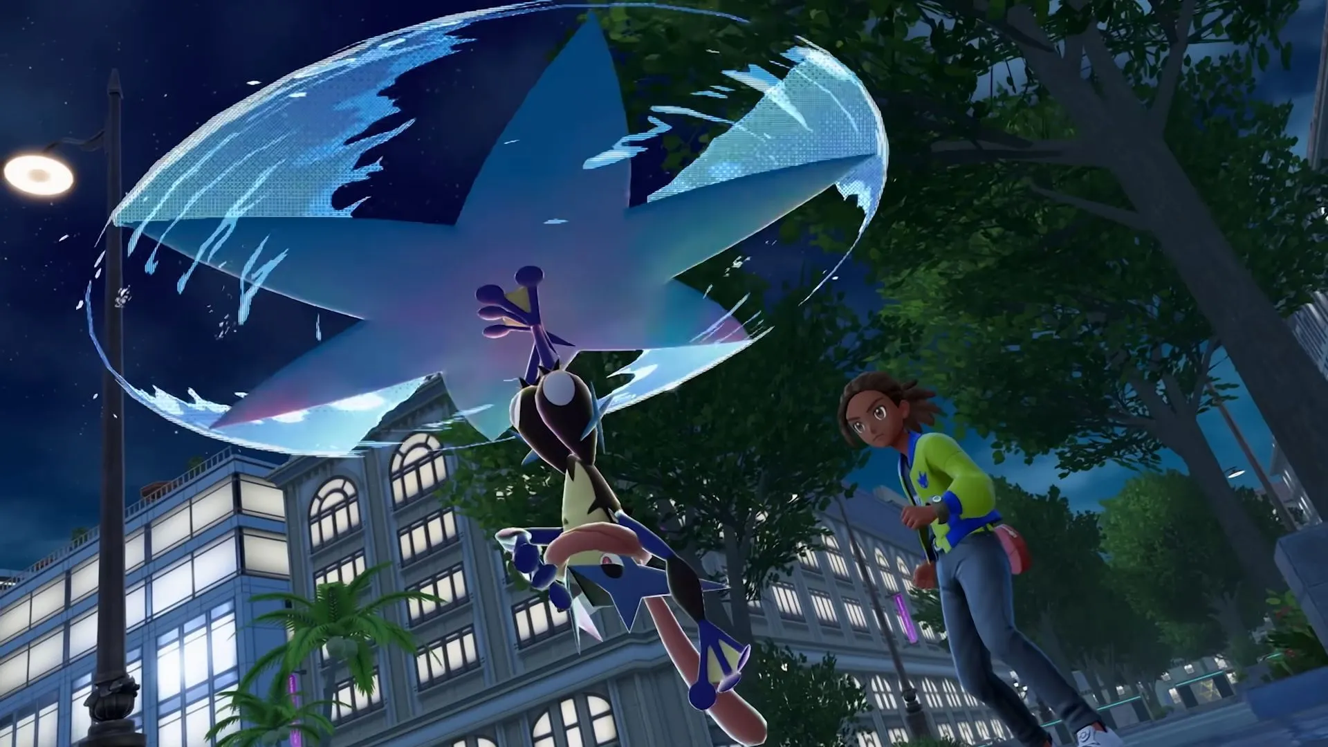 Mega Greninja cùng huấn luyện viên trong Pokémon Legends: Z-A