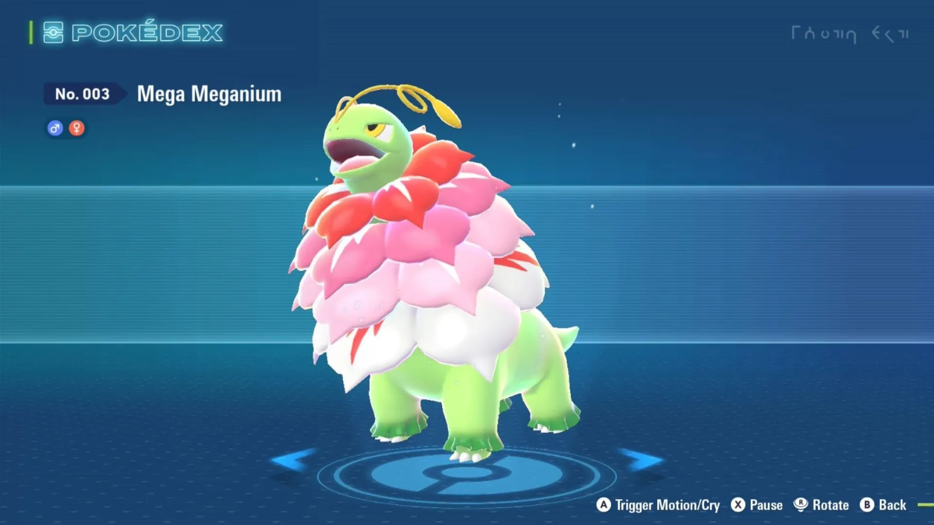 Mega Meganium trong Pokémon Legends: Z-A, dạng Mega với ánh hào quang hệ Cỏ-Fairy