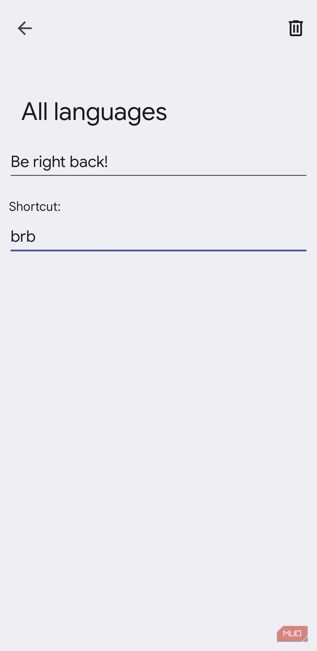 Minh họa phím tắt tin nhắn trong Gboard, ví dụ thiết lập shortcut cho email