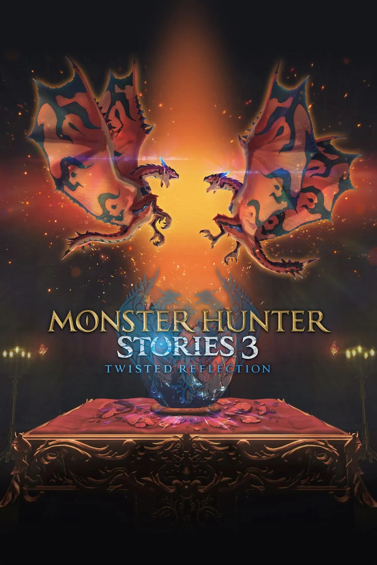 Monster Hunter Stories 3: hình bìa với quái vật đồng hành Monstie và thiết kế tươi sáng của Capcom