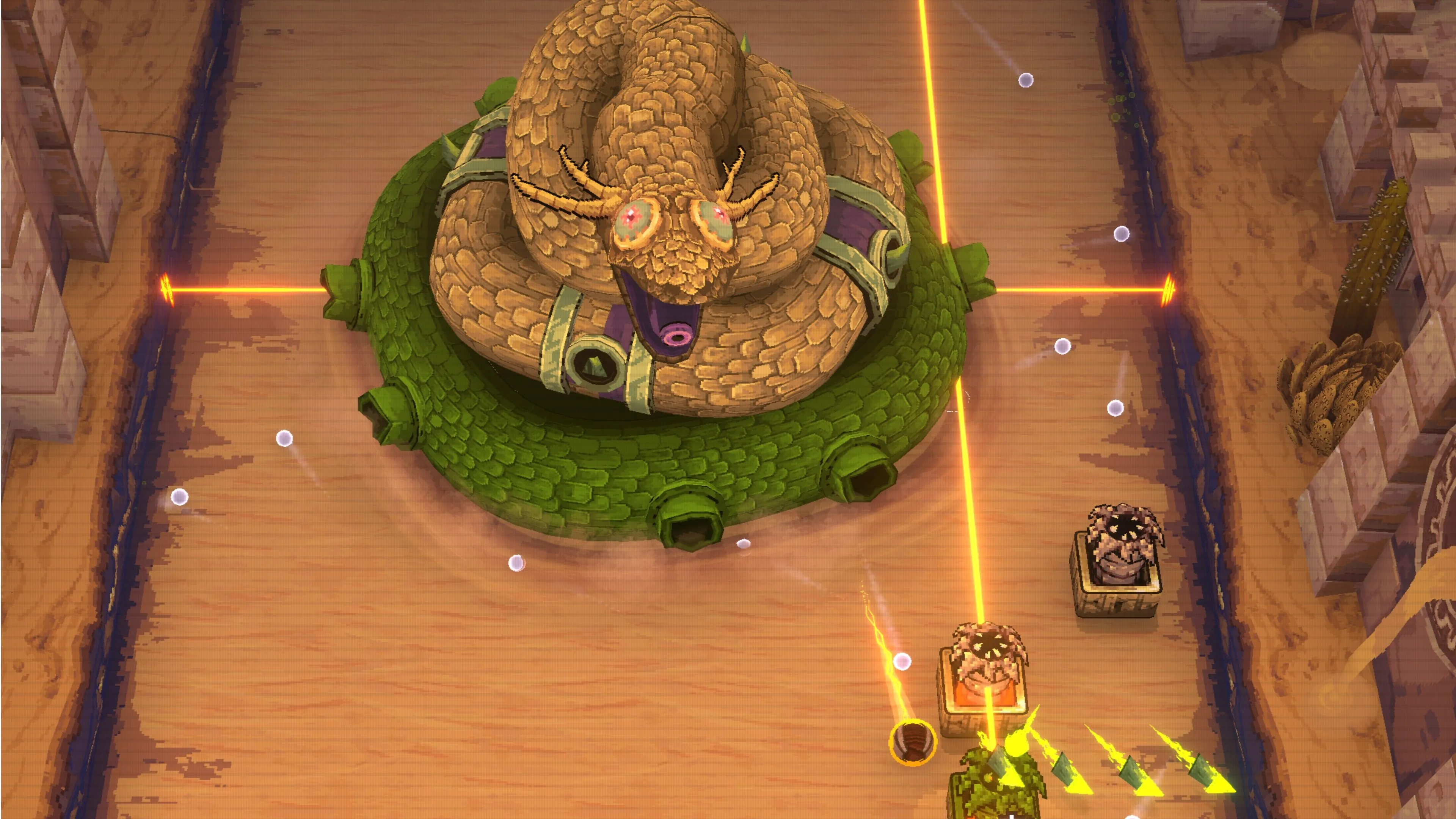 Một con trùm rắn xuất hiện trong trận đấu của Ball x Pit, minh họa tính sáng tạo của kẻ địch và thiết kế boss