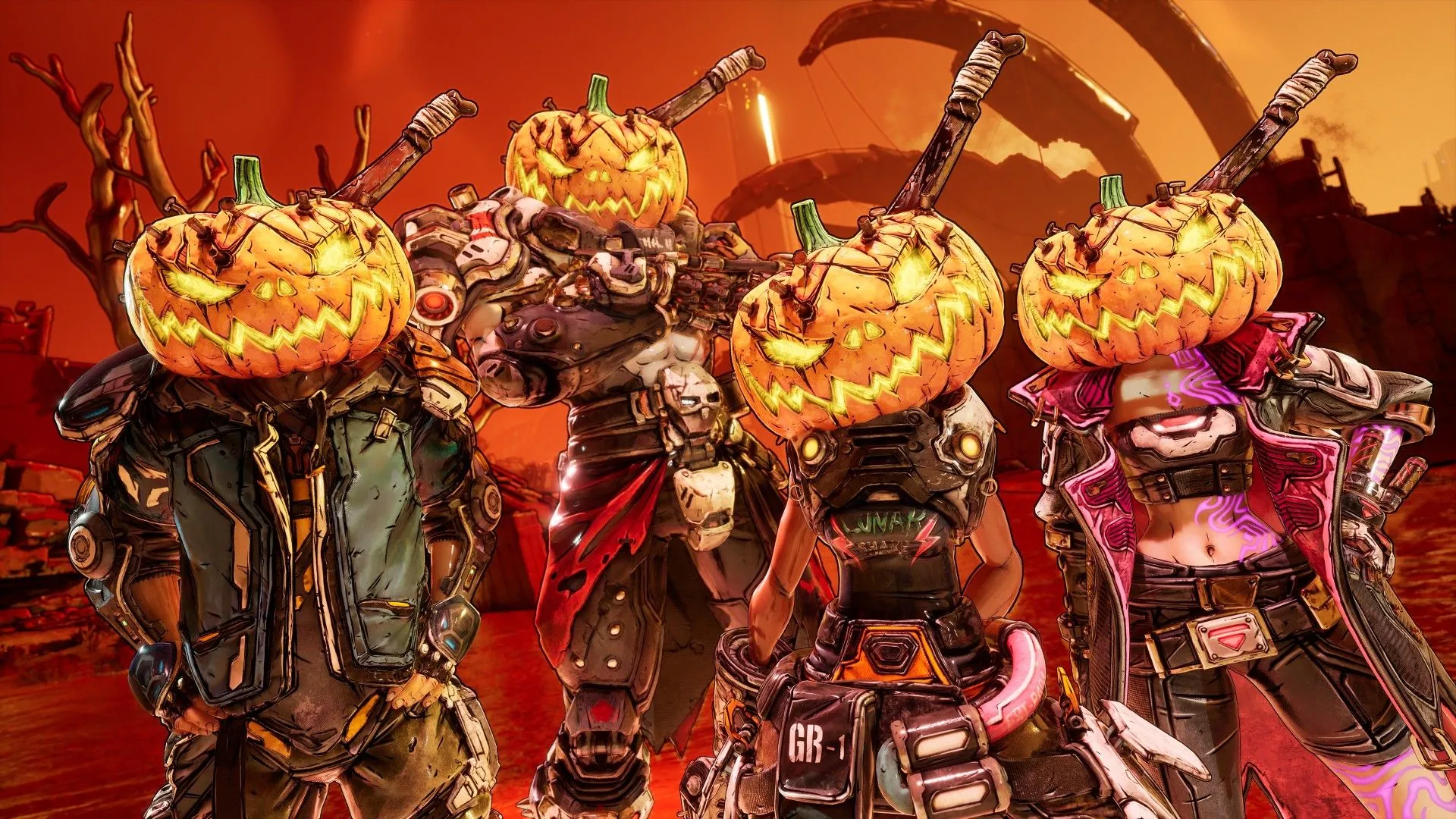 Mũ Jack-o-Lantern trong Borderlands 4 Horrors of Kairos, trang phục mùa Halloween cho Vault Hunter