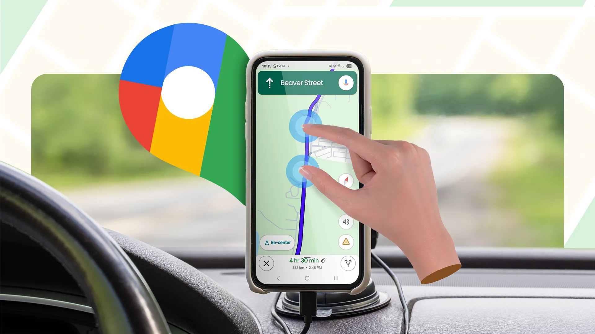 Ngón tay thao tác phóng to trên Google Maps trong xe: cập nhật báo cáo sự cố giúp lái xe an toàn hơn