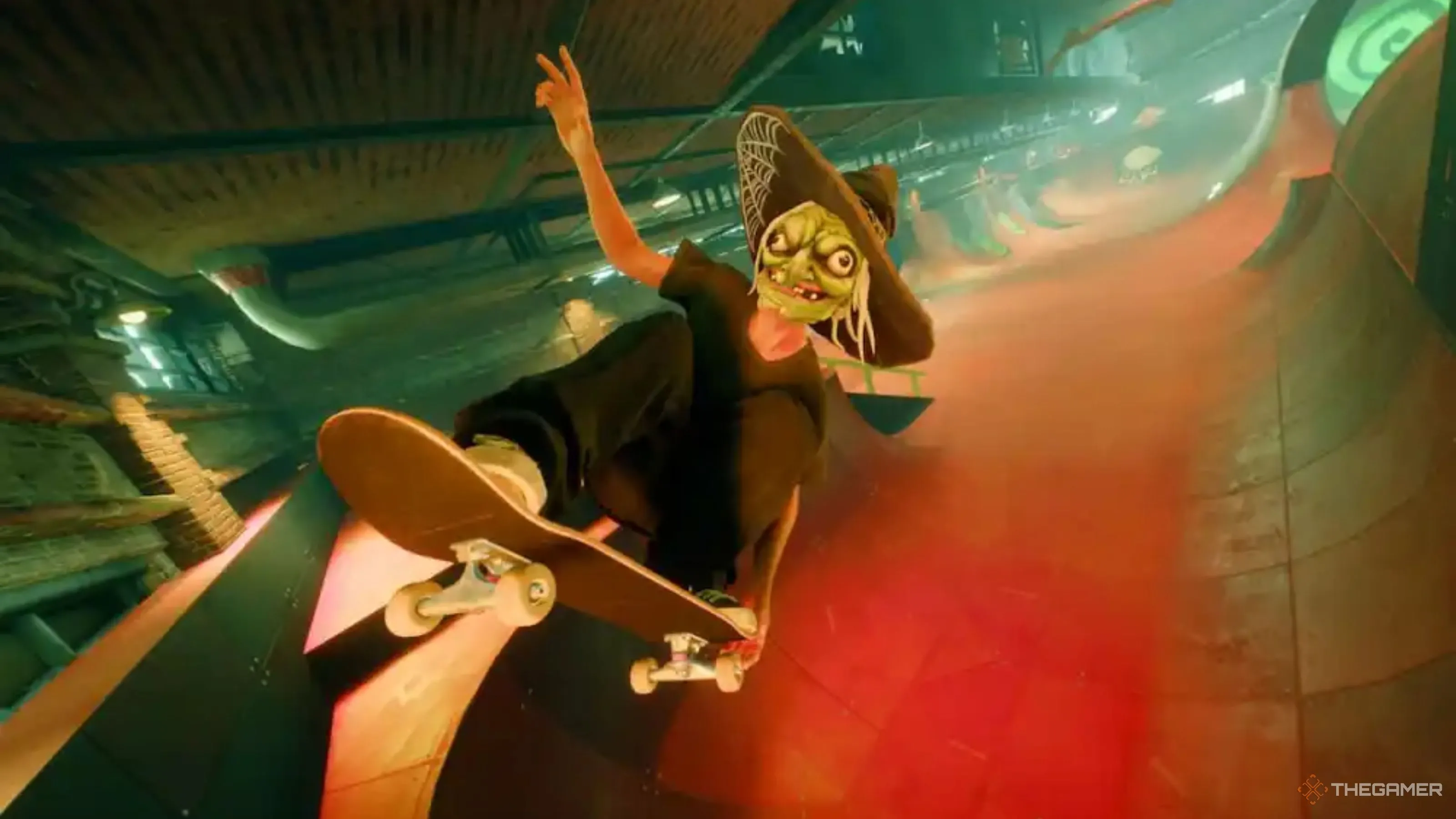Nhân vật Skate hóa trang phù thủy trong sự kiện Skate-o-Ween, trang trí Halloween